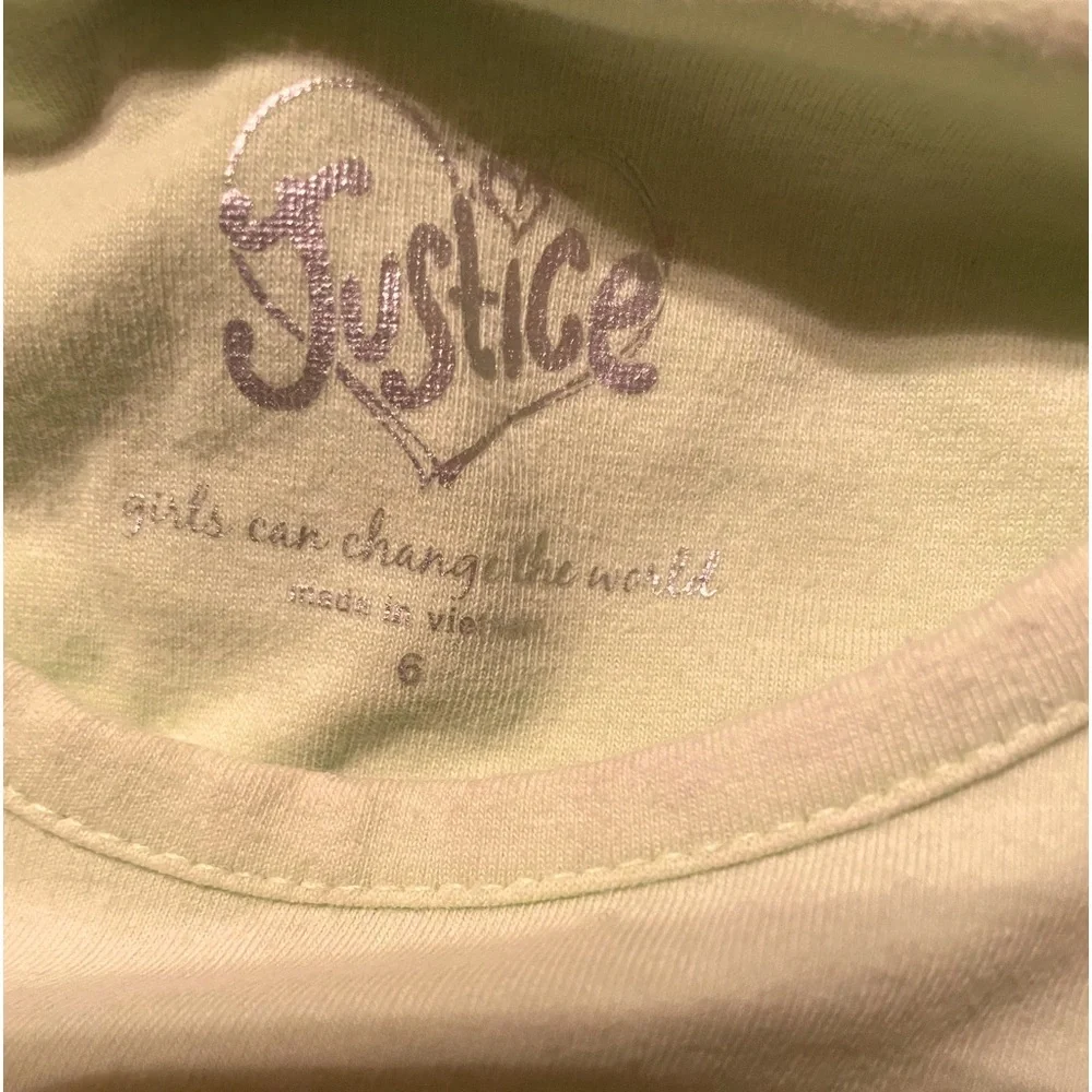 🌻 JUSTICE Girls frilly T-shirt dress long sleeves Green & black SZ 6 lace Heart
